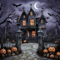 spooky haunted house backdrop for photography do not enter