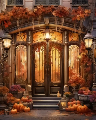 Orange Autumn Photography Backdrop photo of Autumn StoreFront 2.1 Photography Backdrop