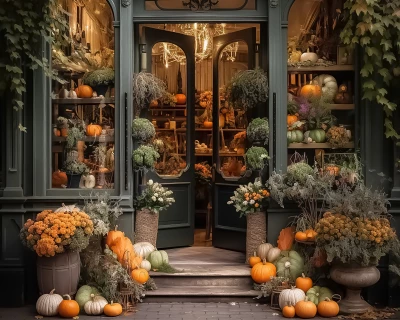 Multi-Color Autumn Photography Backdrop photo of Autumn Store Front 3 Photography Backdrop
