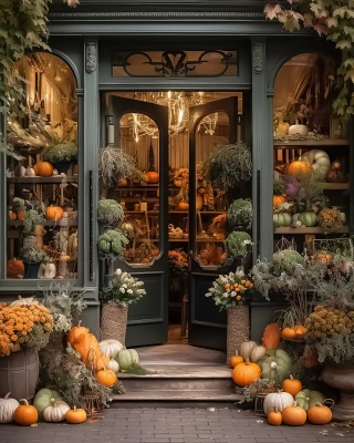 Multi-Color Autumn Photography Backdrop photo of Autumn Store Front 3.1 Photography Backdrop