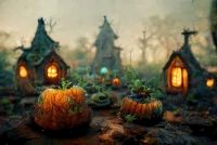 black , orange backdrop for photography after hallows eve village i