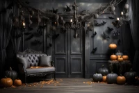 black , orange backdrop for photography bewitched with bats ii
