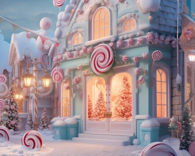 Pink Christmas Photography Backdrop photo of Candy Town Bundle 10x8 Middle Photography Backdrop