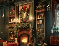 green , red , brown backdrop for photography 10x8 christmas living room full