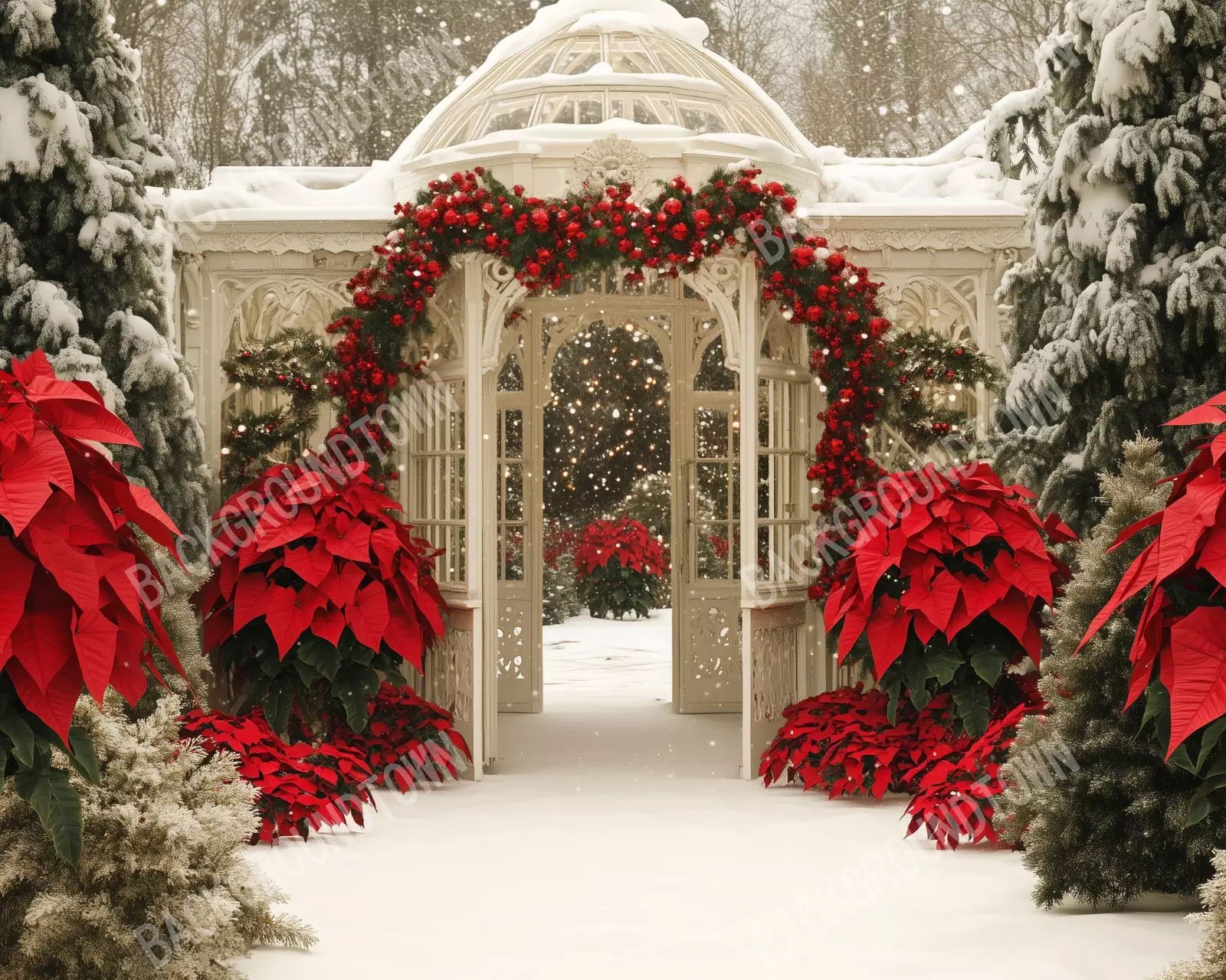 photo of Christmas Garden  Painterly I Photography Backdrop